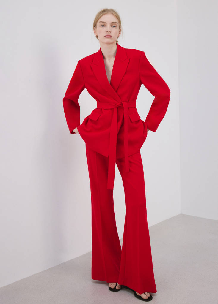 Suit jacket with belt — Red