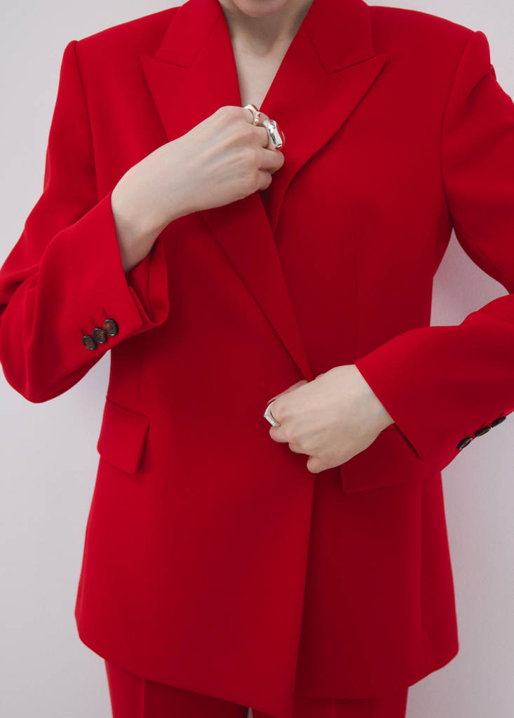 Suit jacket with belt — Red