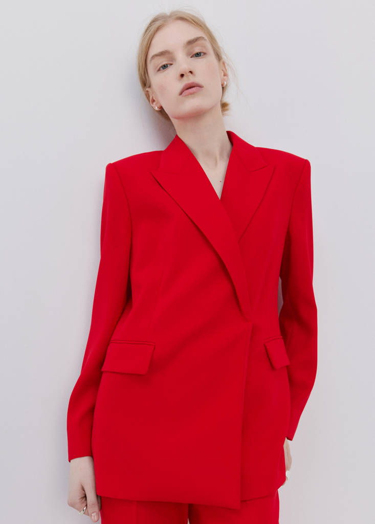 Suit jacket with belt — Red