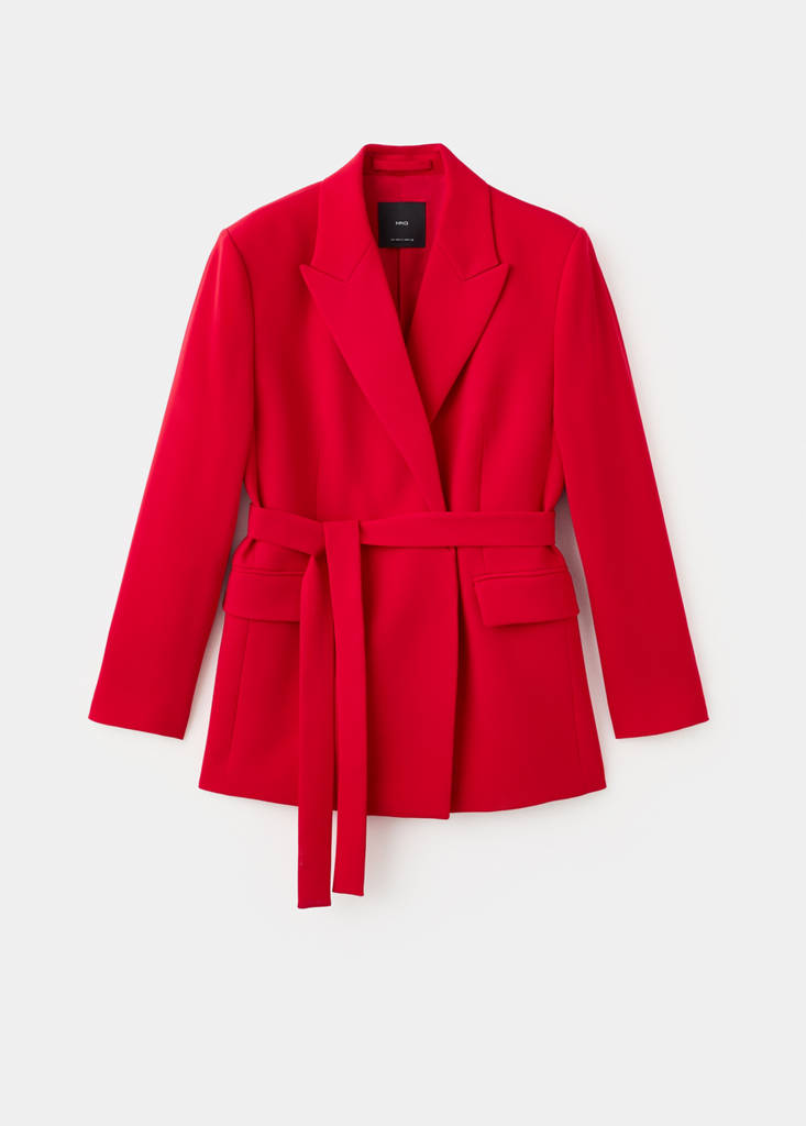 Suit jacket with belt — Red