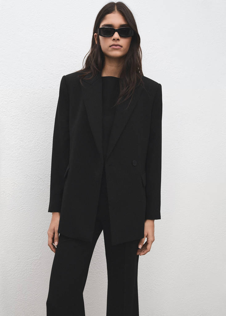 Suit jacket with belt — Black