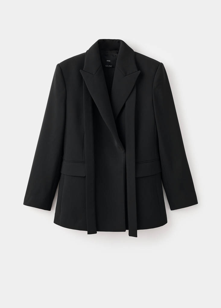 Suit jacket with belt — Black