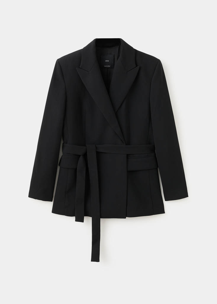 Suit jacket with belt — Black