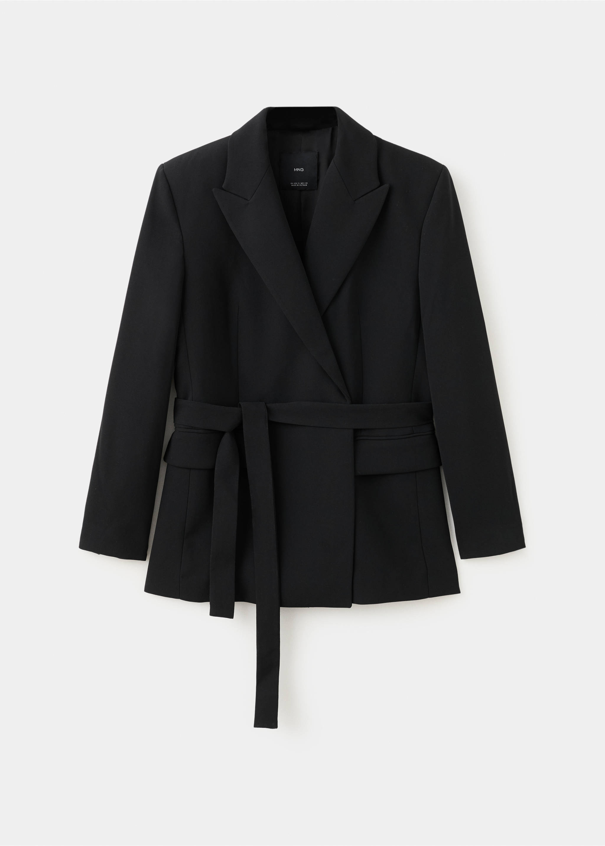 Suit jacket with belt - Article without model, Black. Ref: 27051320-00.