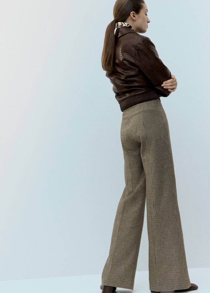 Houndstooth wool-blend trousers — Medium Brown