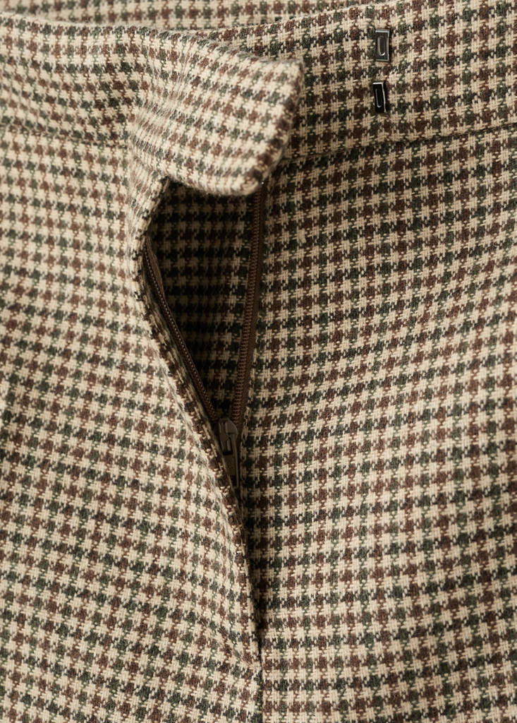 Houndstooth wool-blend trousers — Medium Brown