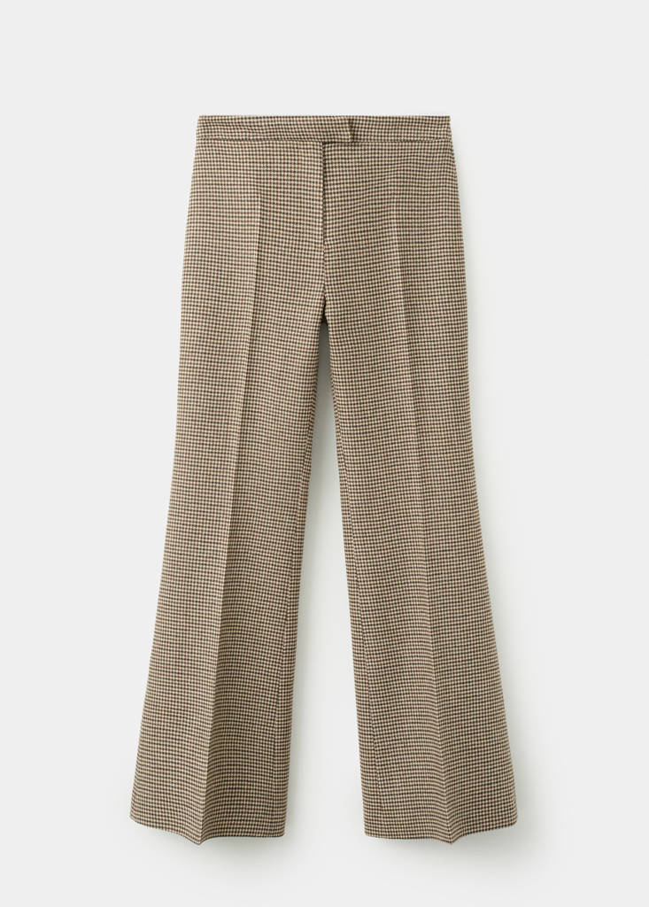 Houndstooth wool-blend trousers — Medium Brown