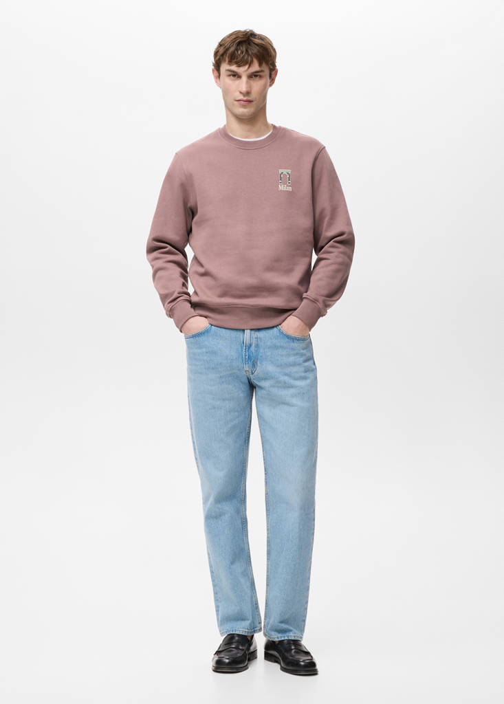 Regular-fit sweatshirt with text print — Pale Pink