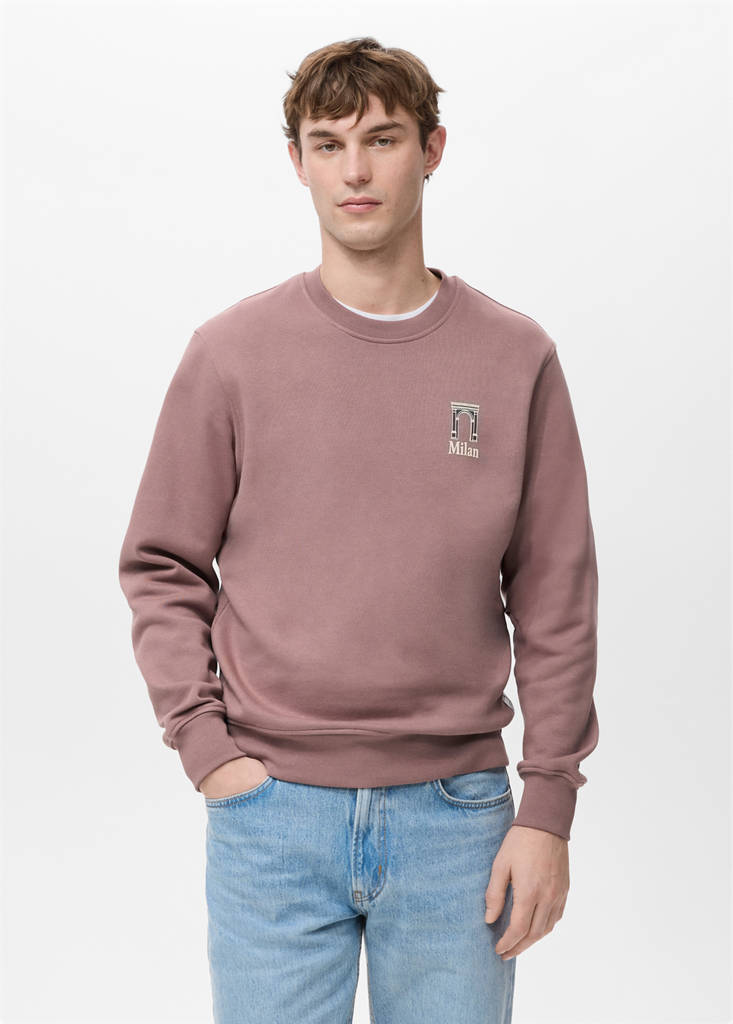 Regular-fit sweatshirt with text print — Pale Pink