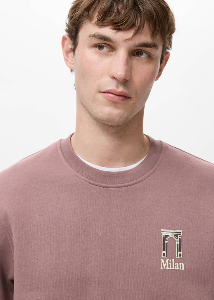 Regular-fit sweatshirt with text print — Pale Pink