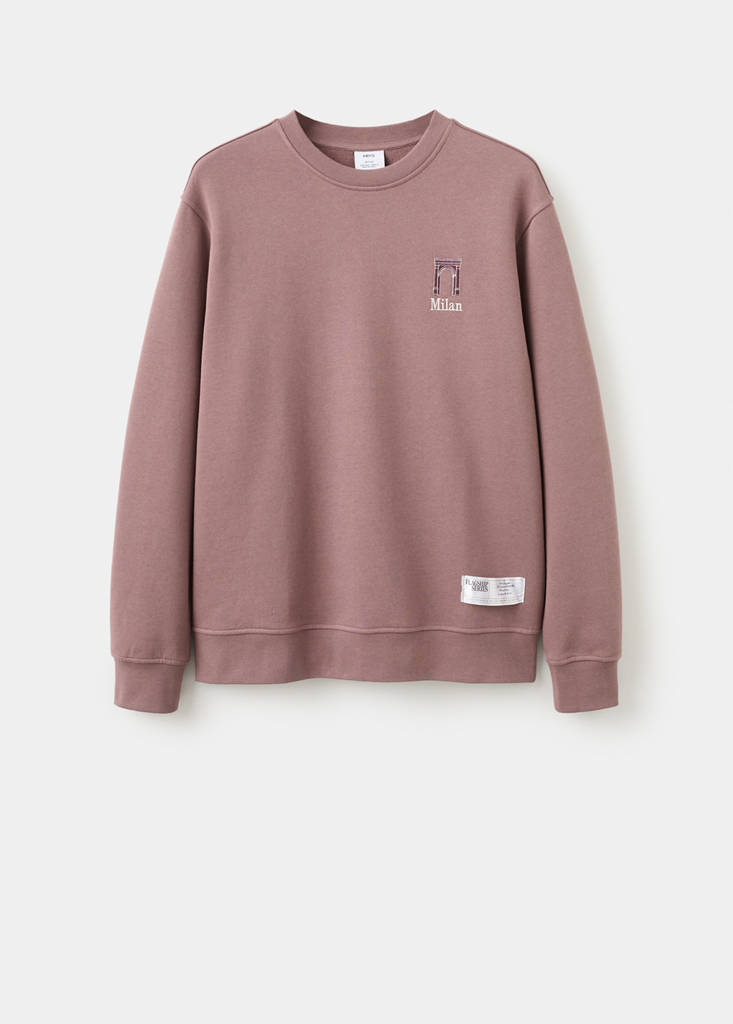 Regular-fit sweatshirt with text print — Pale Pink