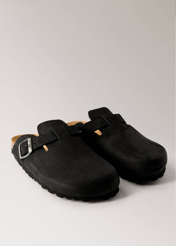 Leather clog shoes — Charcoal