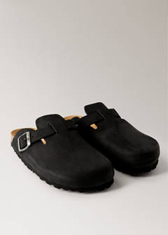 Leather clog shoes — Charcoal 1