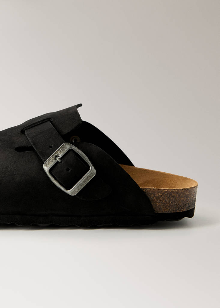 Leather clog shoes — Charcoal