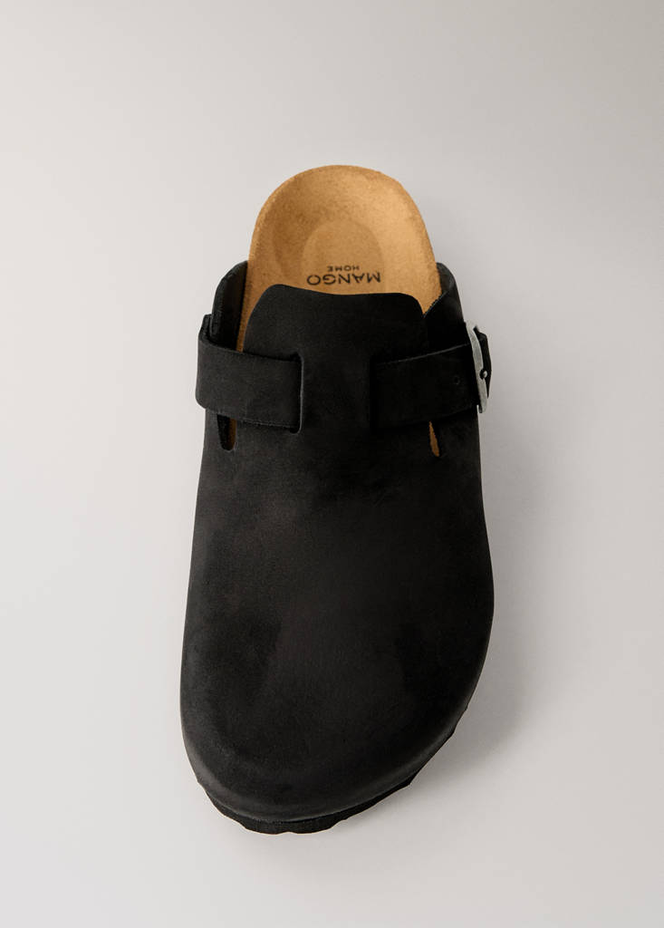 Leather clog shoes — Charcoal