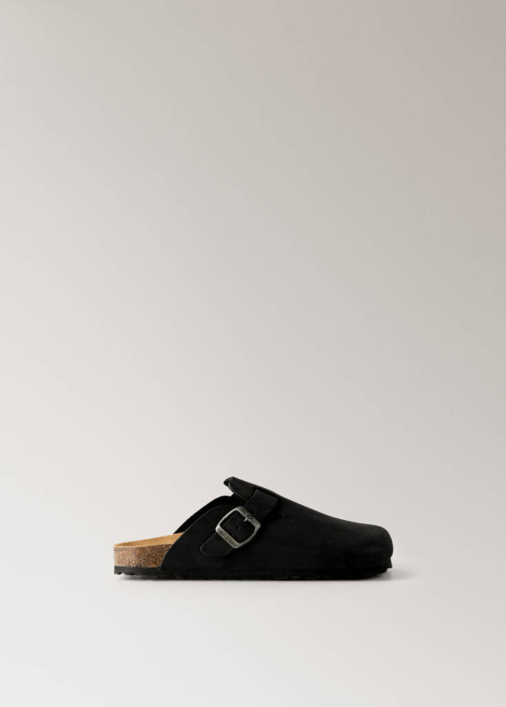 Leather clog shoes — Charcoal