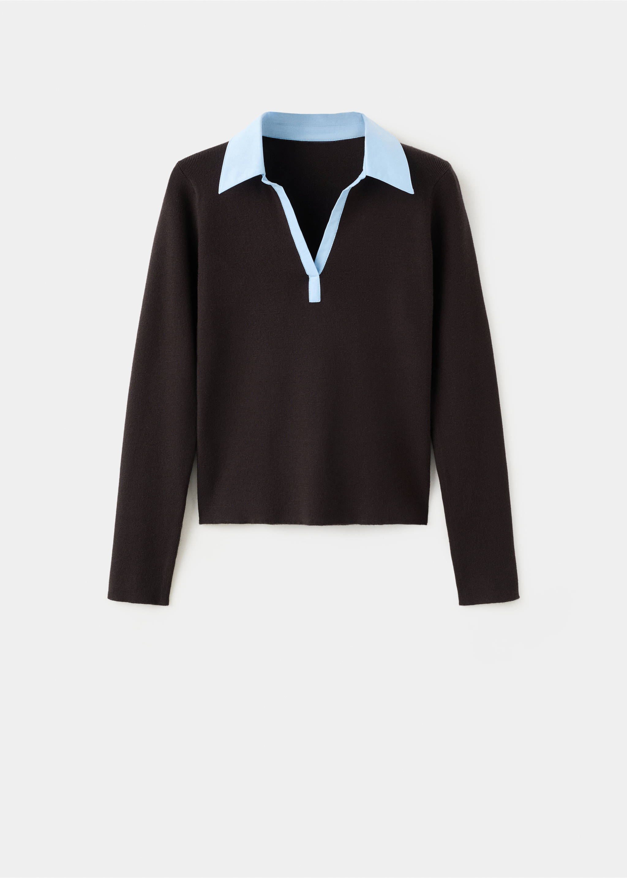 Combined shirt-collar sweater - Article without model, Chocolate. Ref: 27051330-00.