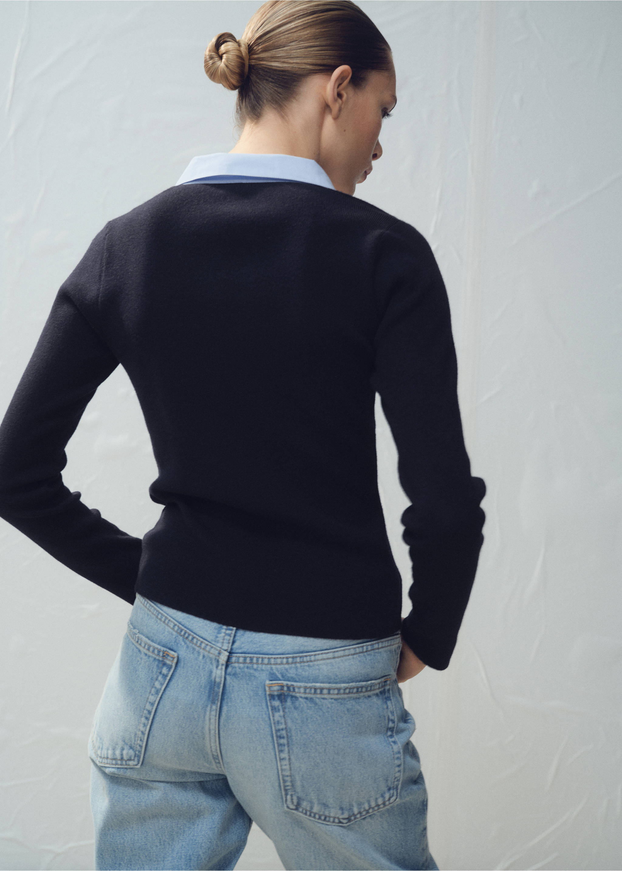 拼接衬衫领毛衣 - null, 海军蓝. Ref: 27051330-00.