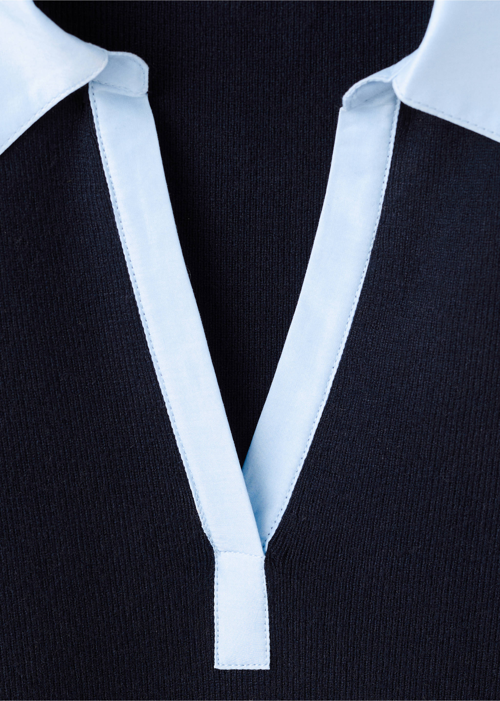 拼接衬衫领毛衣 - null, 海军蓝. Ref: 27051330-00.