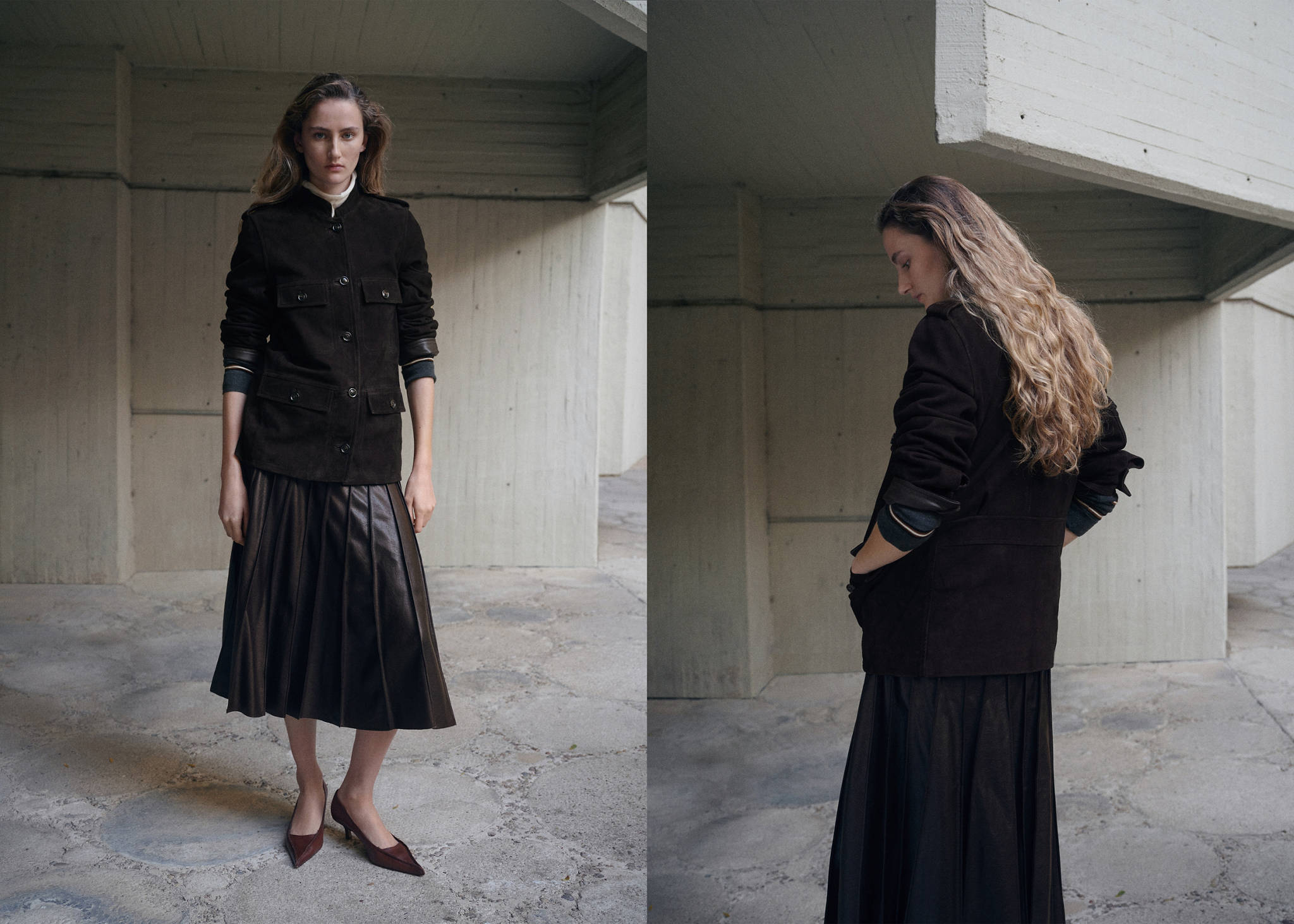 Suede jacket with strap collar - Panoramic plane