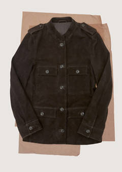Suede jacket with strap collar — Brown 5