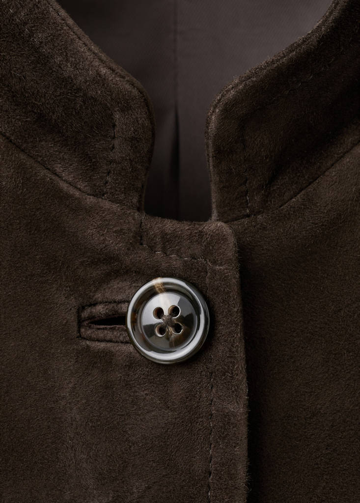 Suede jacket with strap collar — Brown
