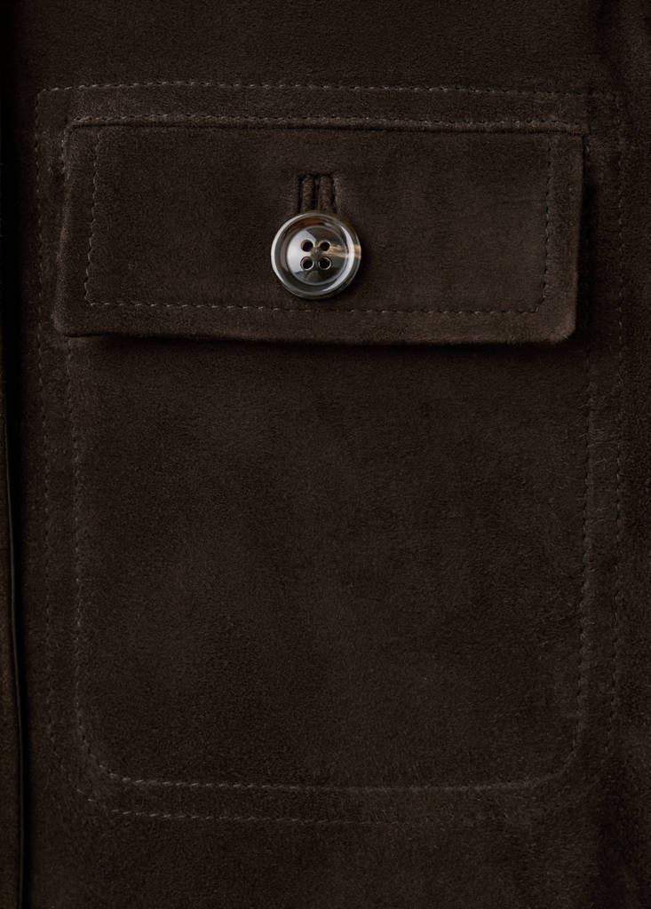 Suede jacket with strap collar — Brown