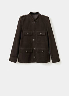 Suede jacket with strap collar — Brown 14