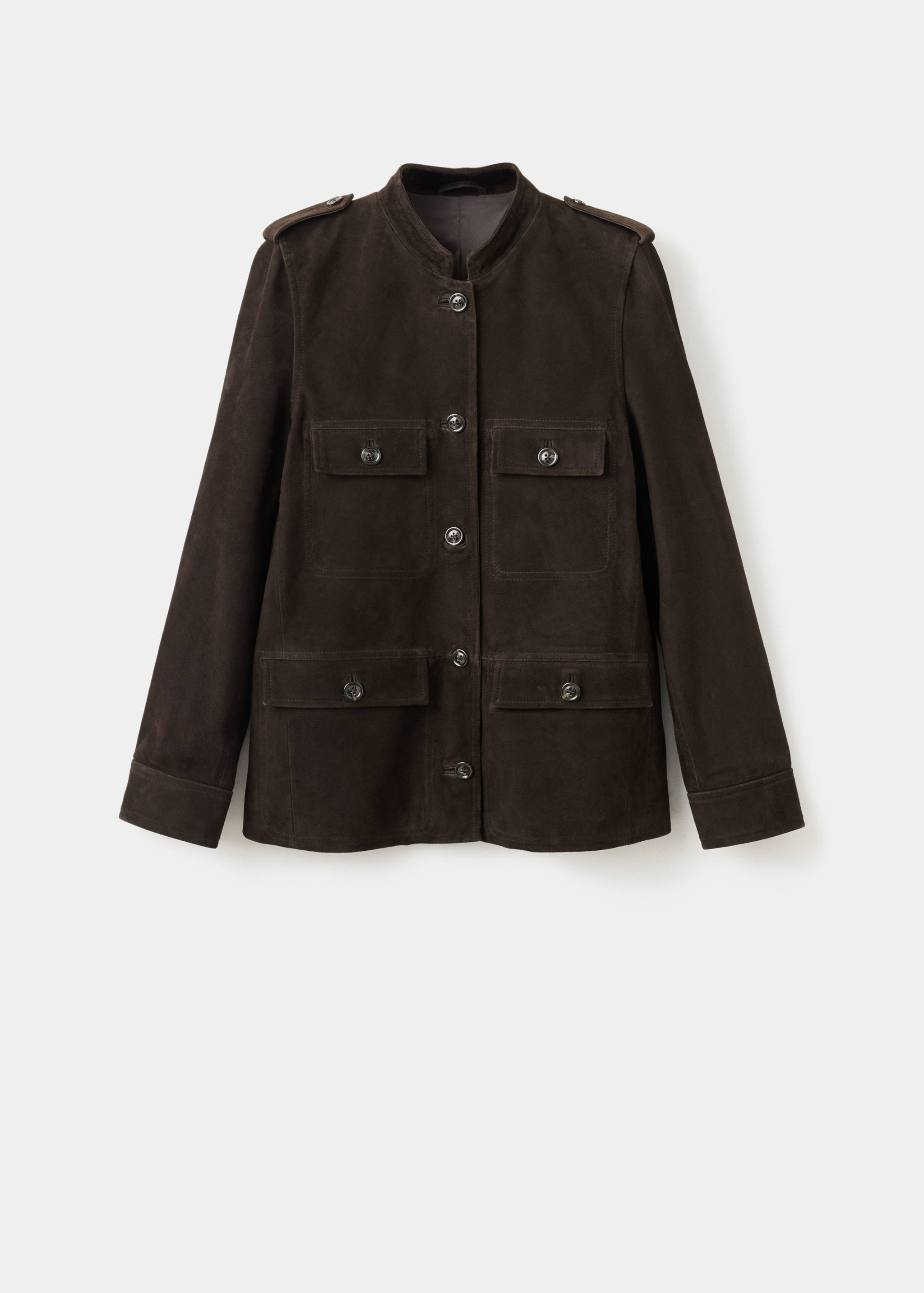 Suede jacket with strap collar - Article without model