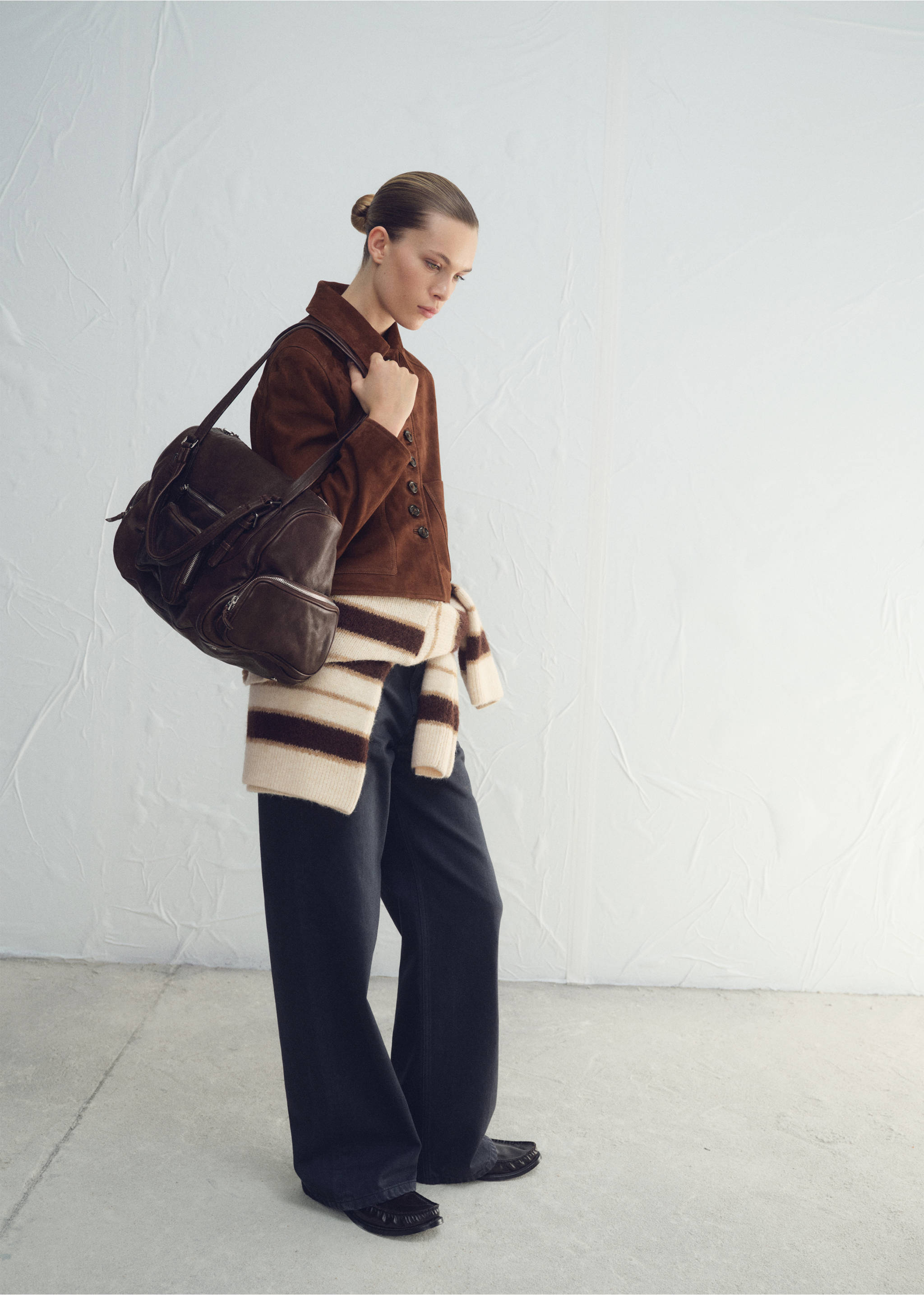 Chaqueta serraje botones - Plano general, Naranja tostado. Ref: 27051332-00.