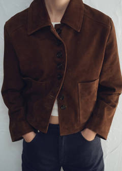 Suede jacket with buttons — Burnt Orange 1