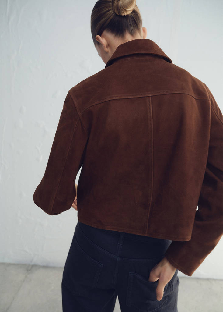 Suede jacket with buttons — Burnt Orange