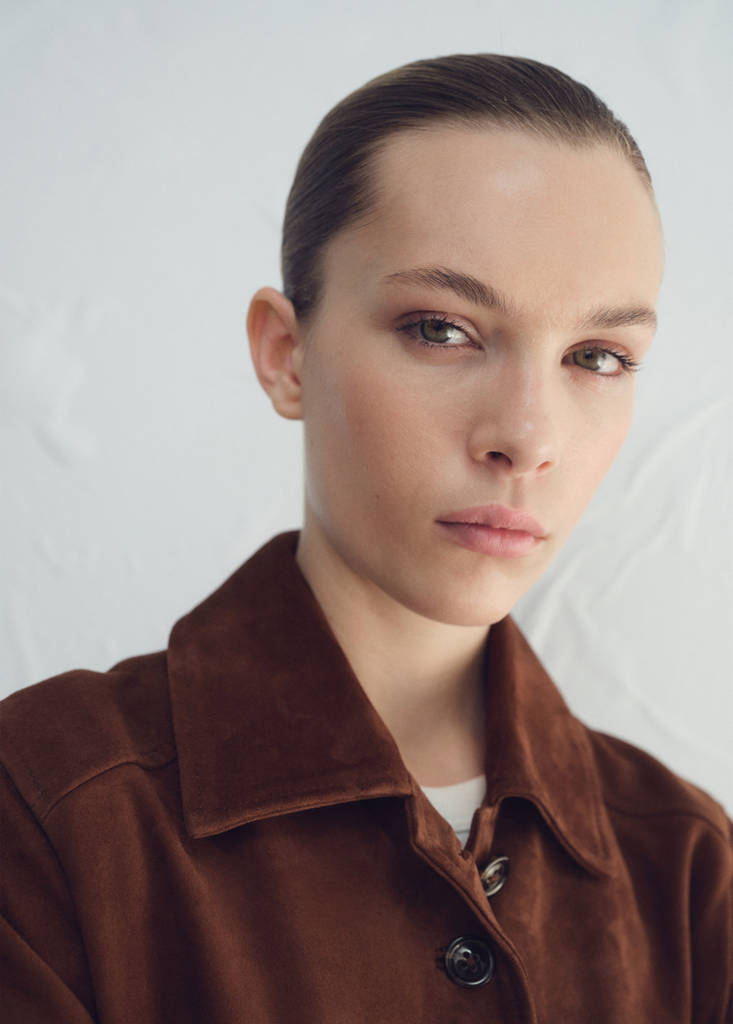 Suede jacket with buttons — Burnt Orange