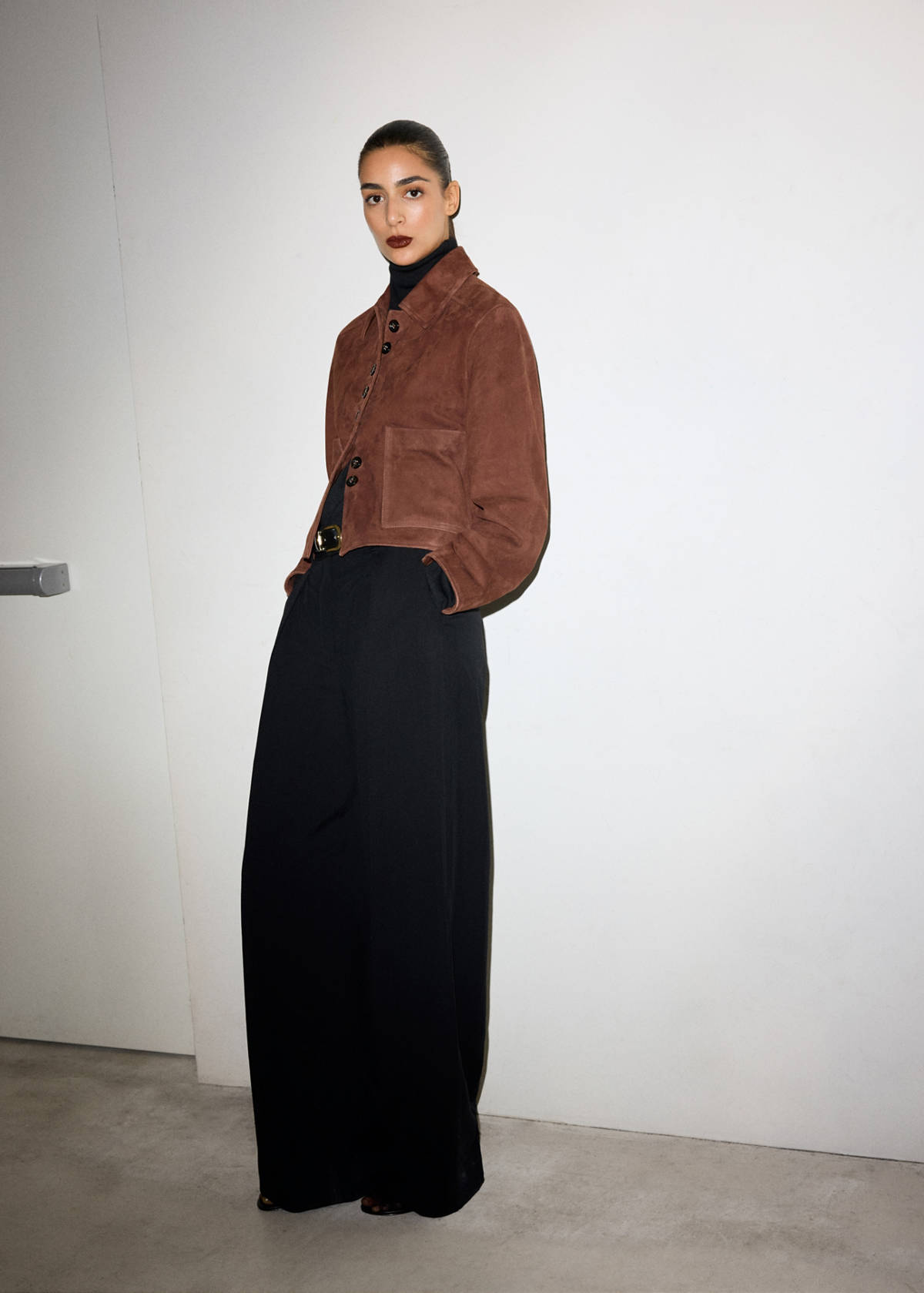 Suede jacket with buttons — Burnt Orange