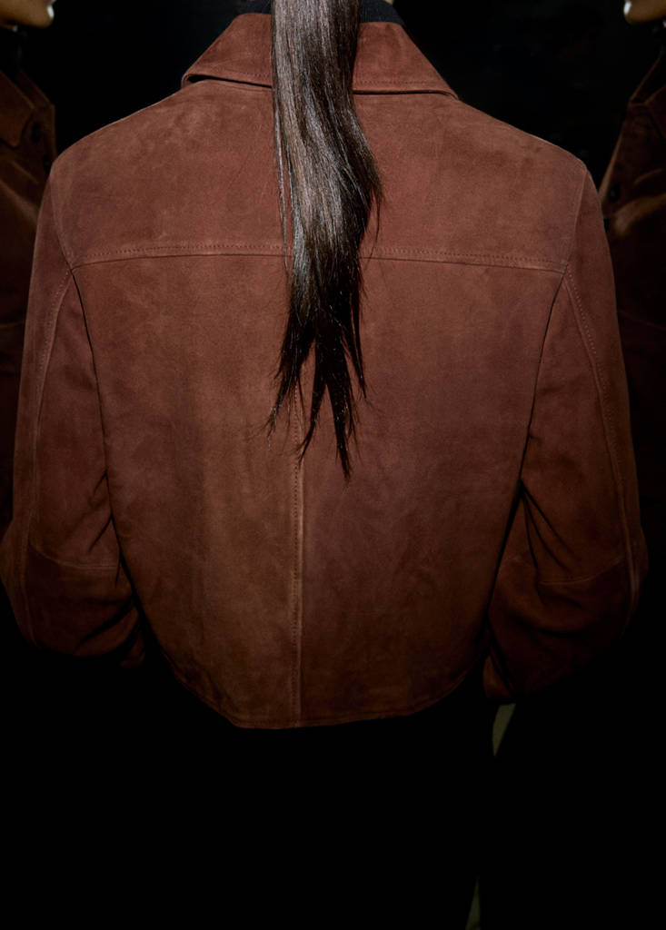 Suede jacket with buttons — Burnt Orange