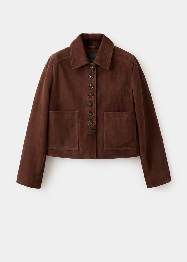 Suede jacket with buttons — Burnt Orange
