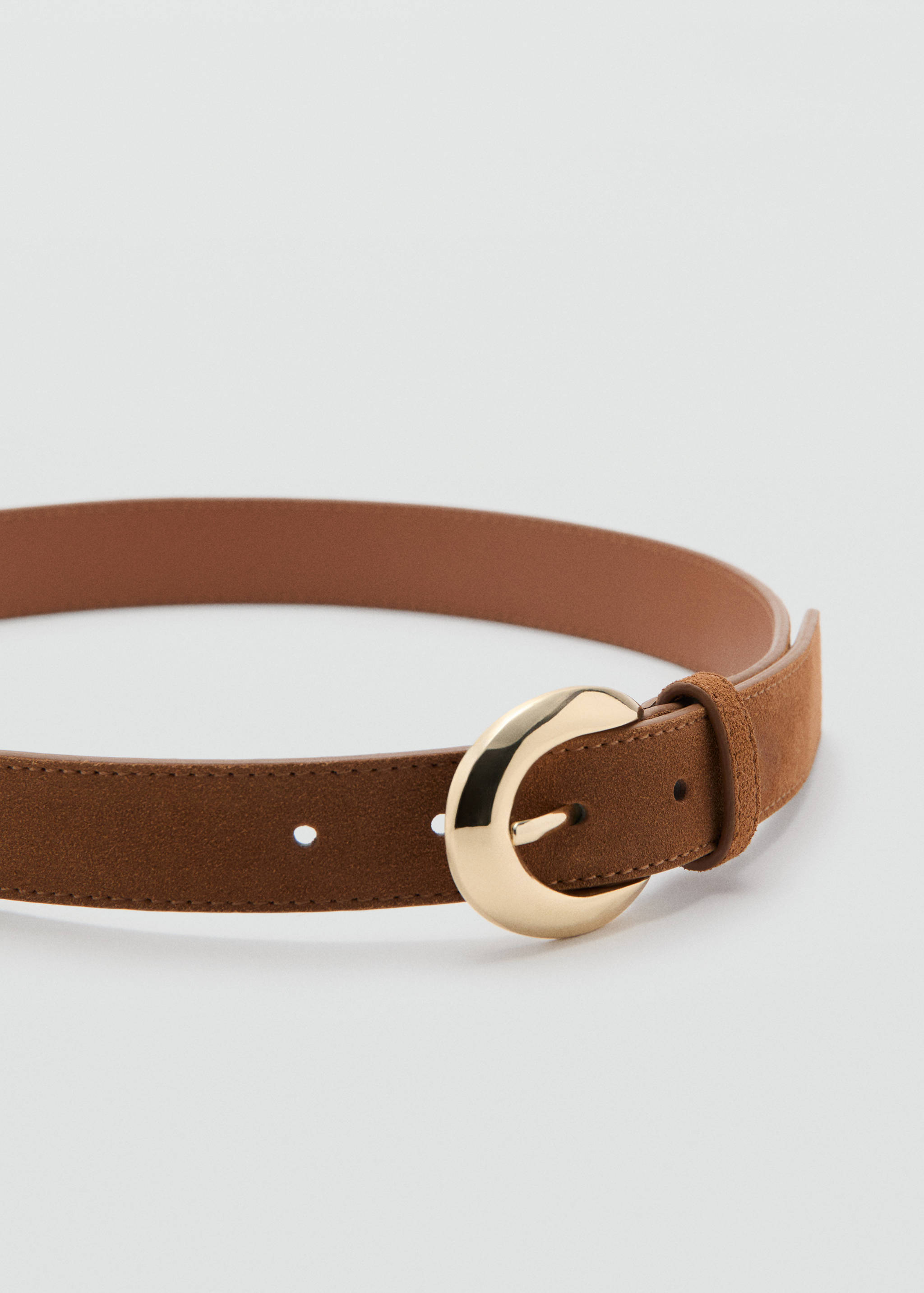 Leather belt with oval buckle - Medium plane
