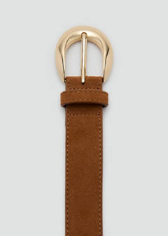 Leather belt with oval buckle — Brown 3