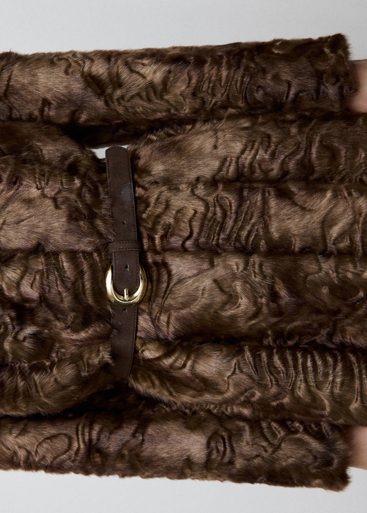 Leather belt with oval buckle — Chocolate