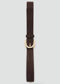 Leather belt with oval buckle — Chocolate 6