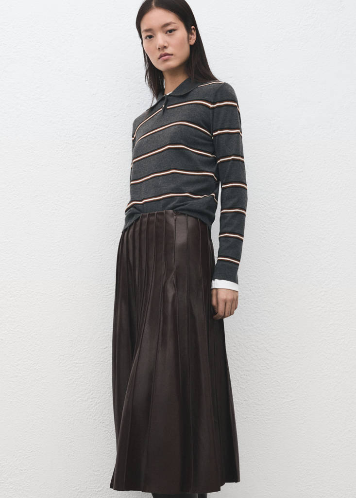 Striped polo-neck sweater — Medium Heather Grey