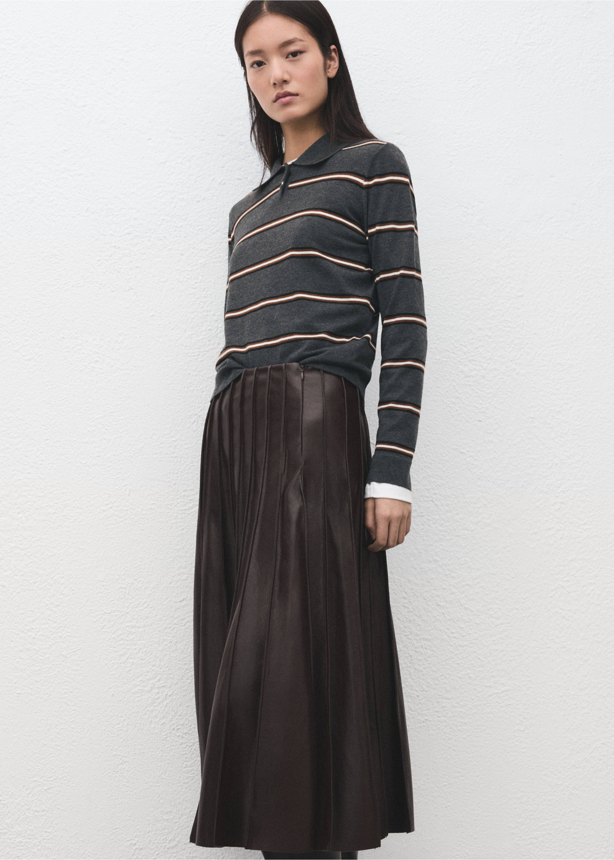 条纹Polo领毛衣 - null, 石楠花中灰. Ref: 27051335-00.