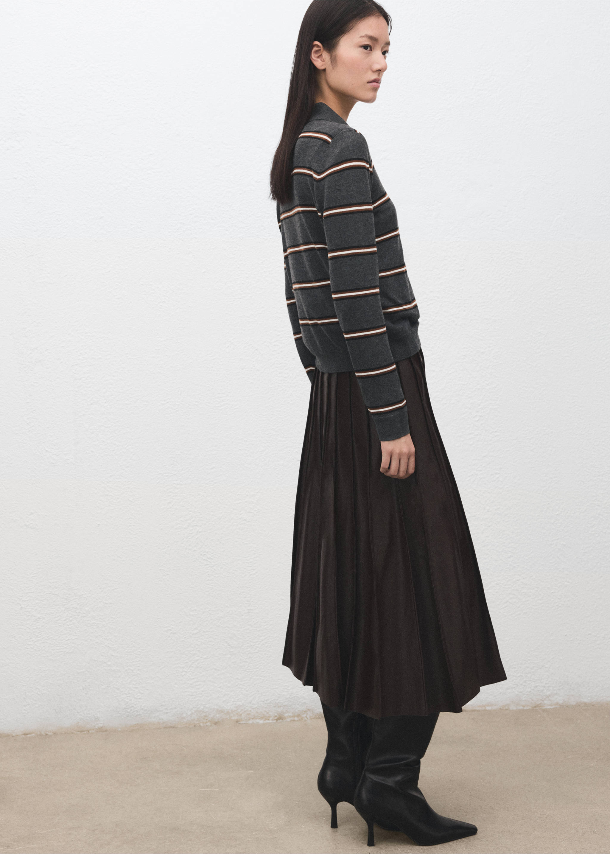 条纹Polo领毛衣 - null, 石楠花中灰. Ref: 27051335-00.