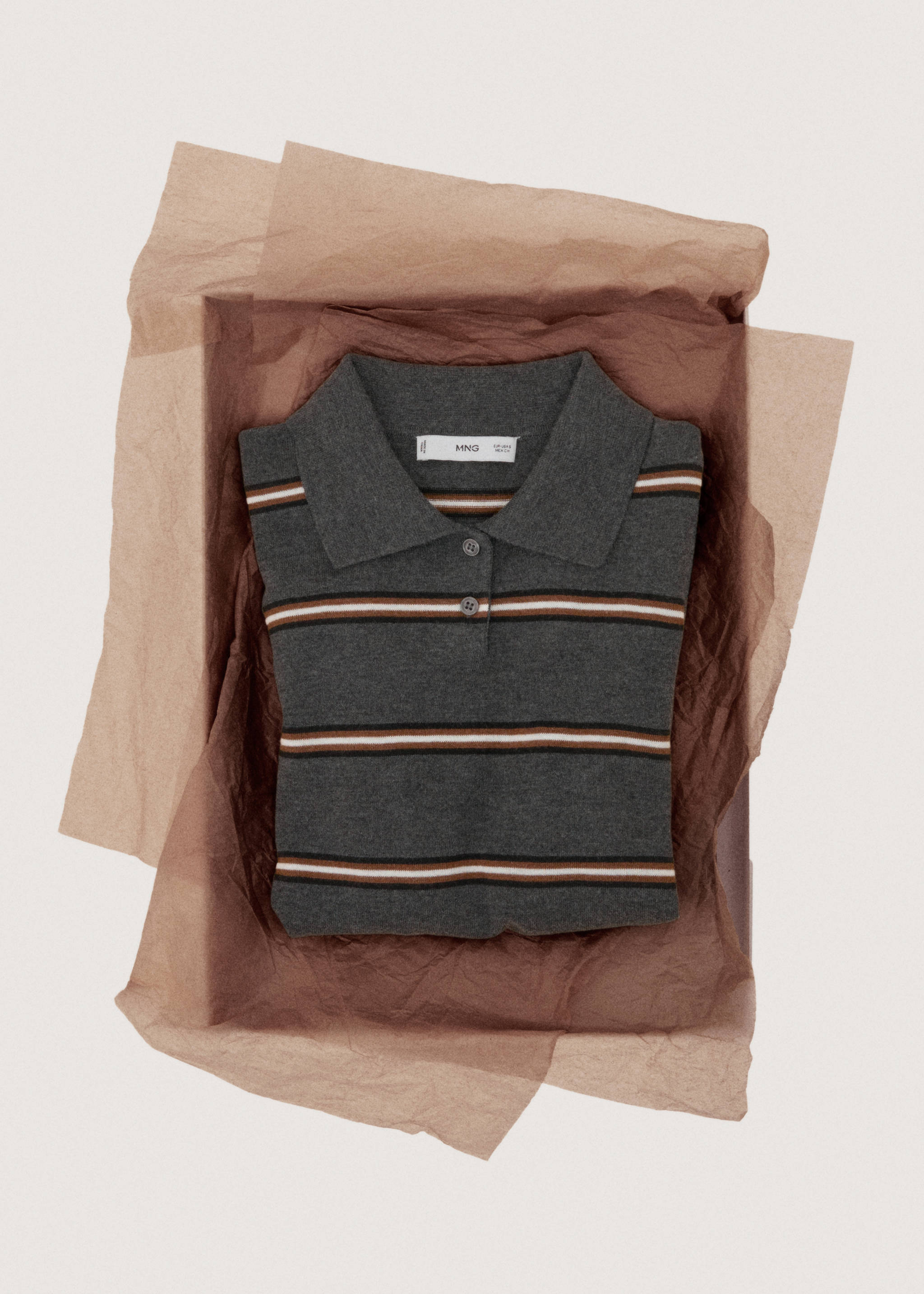 条纹Polo领毛衣 - null