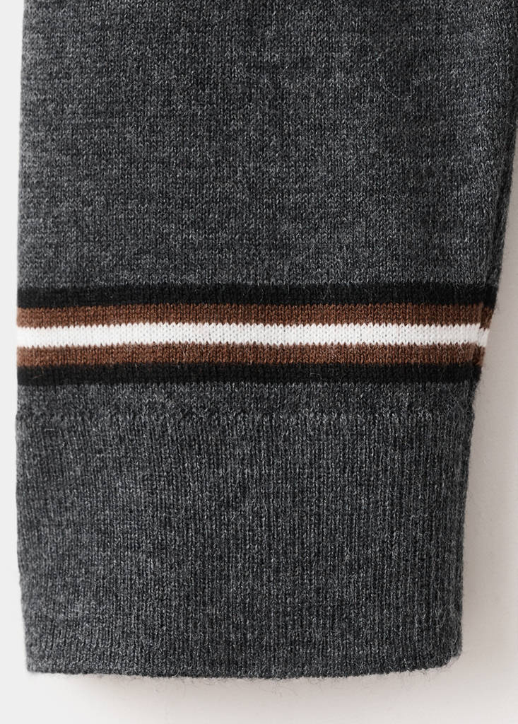 Striped polo-neck sweater — Medium Heather Grey