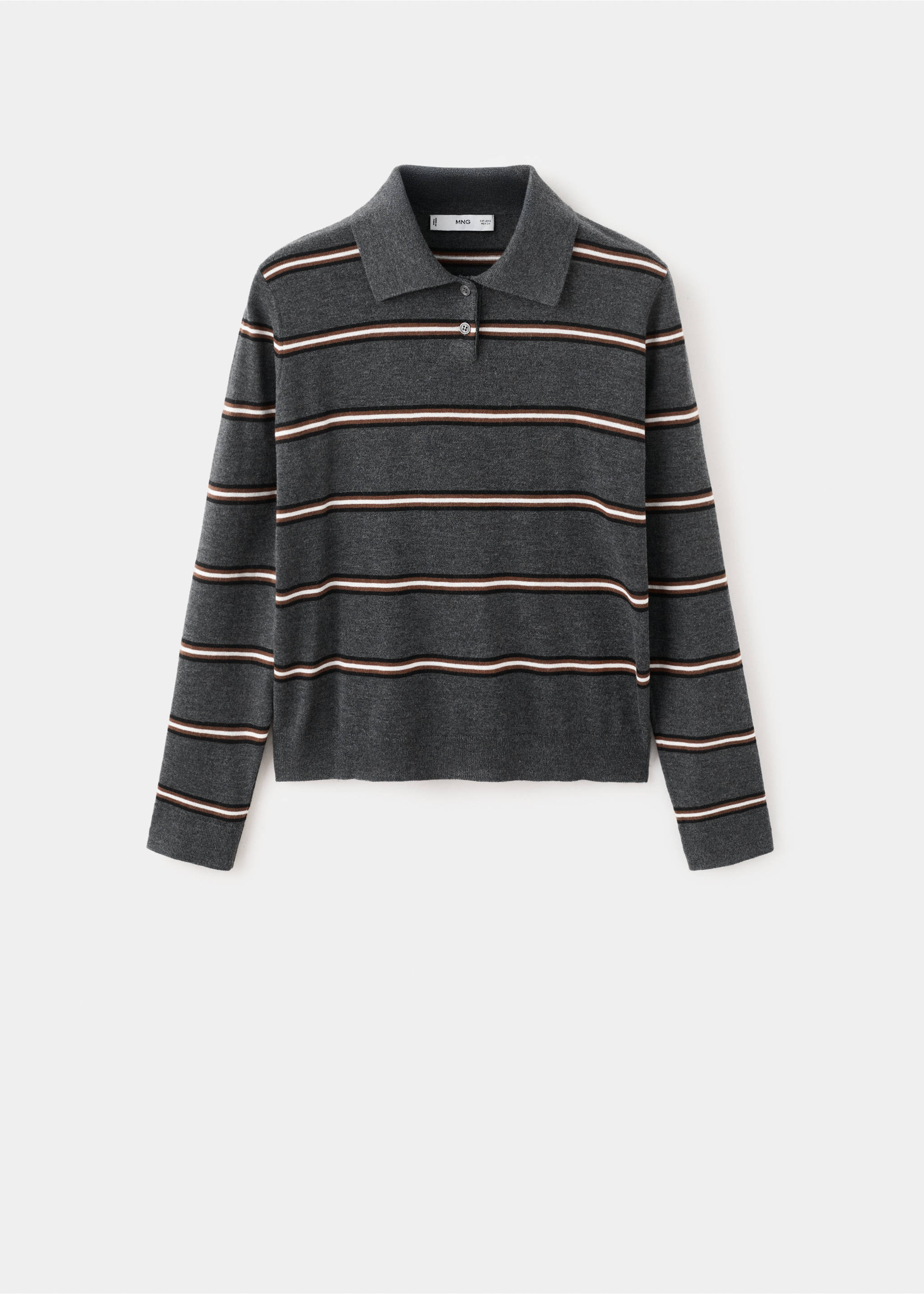 Striped polo-neck sweater - Article without model, Medium Heather Grey. Ref: 27051335-00.