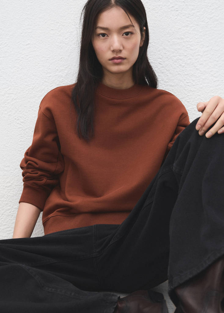 Plain cotton sweatshirt — Russet