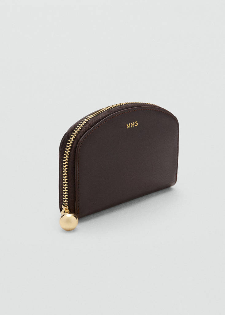 Medium wallet with mini-bead embellishment — Chocolate