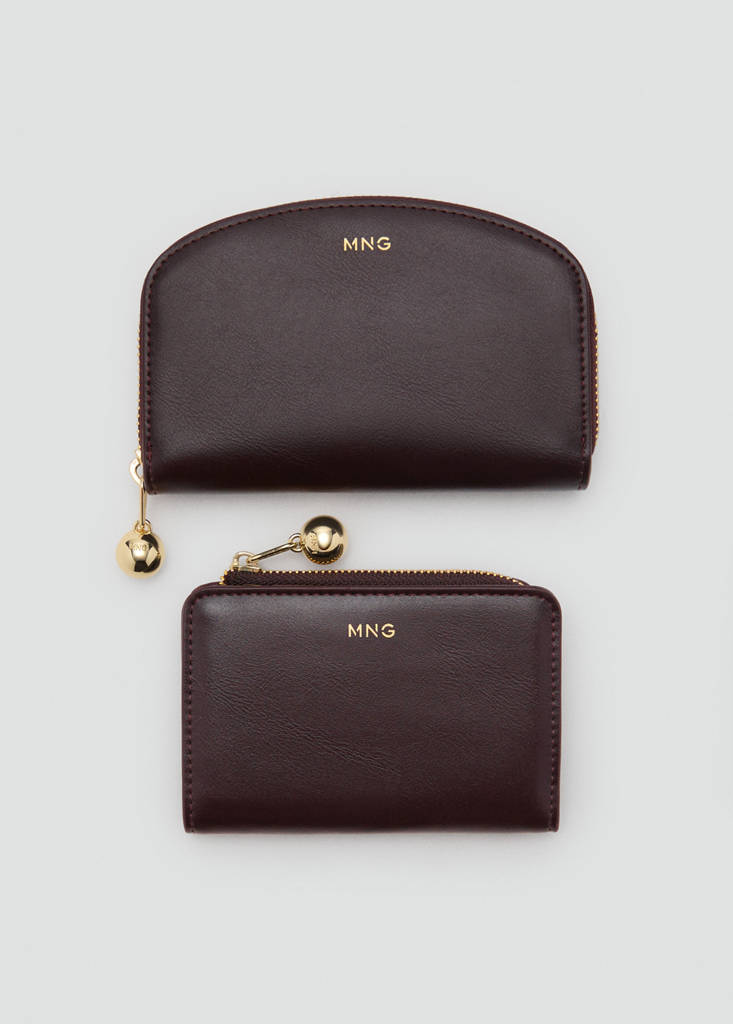 Medium wallet with mini-bead embellishment — Chocolate