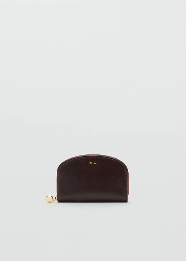 Medium wallet with mini-bead embellishment — Chocolate